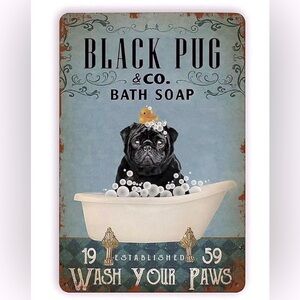 Black Pug Metal Wall Decor